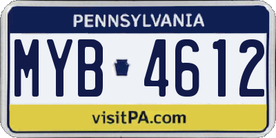 PA license plate MYB4612