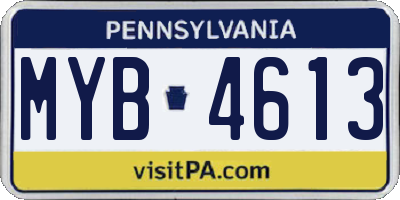 PA license plate MYB4613