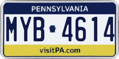 PA license plate MYB4614