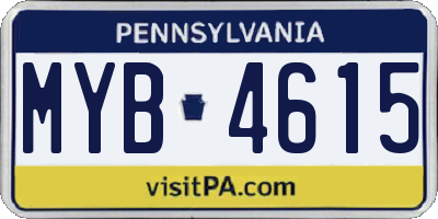PA license plate MYB4615