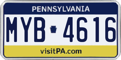 PA license plate MYB4616