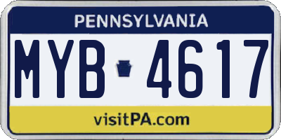 PA license plate MYB4617