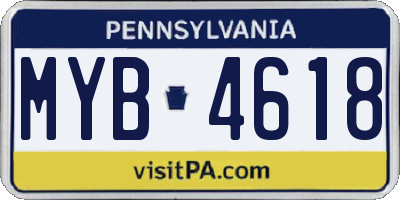 PA license plate MYB4618
