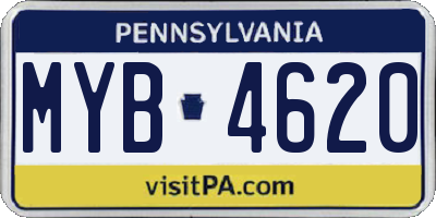 PA license plate MYB4620