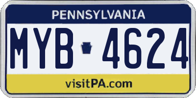 PA license plate MYB4624