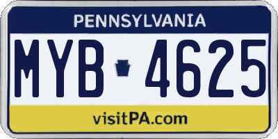 PA license plate MYB4625