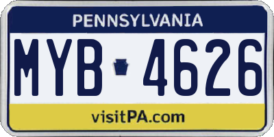 PA license plate MYB4626