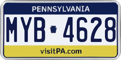 PA license plate MYB4628