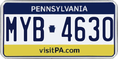 PA license plate MYB4630