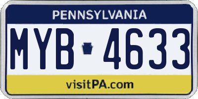 PA license plate MYB4633