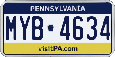 PA license plate MYB4634