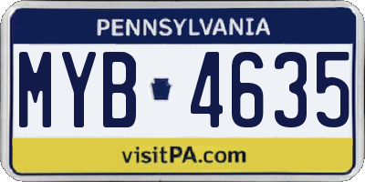 PA license plate MYB4635