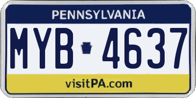 PA license plate MYB4637