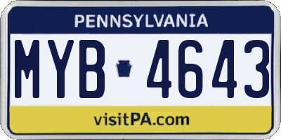 PA license plate MYB4643