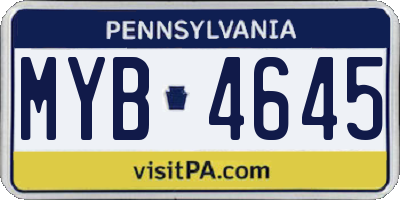 PA license plate MYB4645