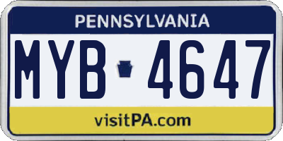 PA license plate MYB4647