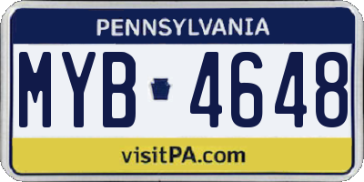 PA license plate MYB4648