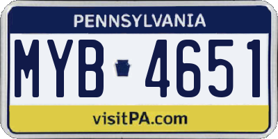 PA license plate MYB4651