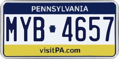 PA license plate MYB4657