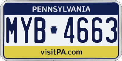 PA license plate MYB4663