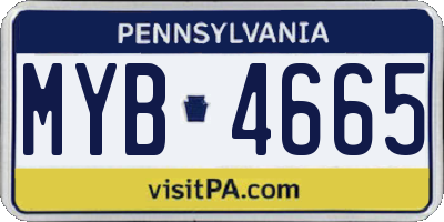 PA license plate MYB4665