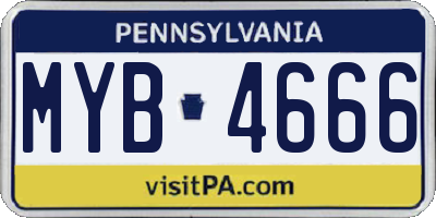 PA license plate MYB4666