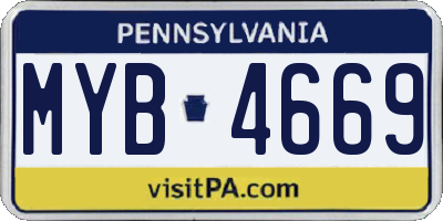 PA license plate MYB4669