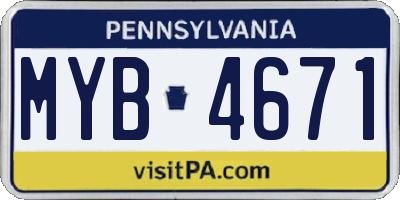 PA license plate MYB4671