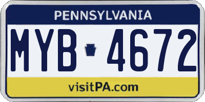 PA license plate MYB4672