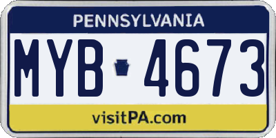 PA license plate MYB4673