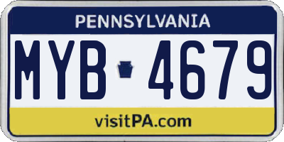 PA license plate MYB4679