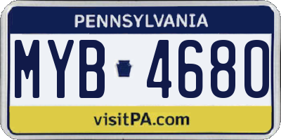 PA license plate MYB4680