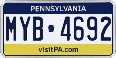 PA license plate MYB4692