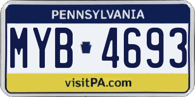 PA license plate MYB4693