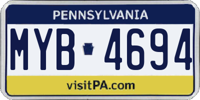 PA license plate MYB4694