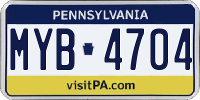 PA license plate MYB4704