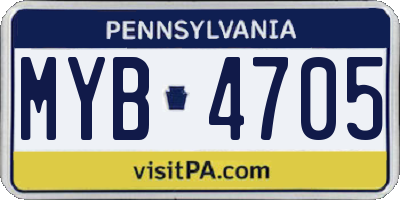 PA license plate MYB4705
