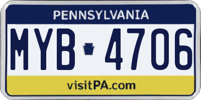 PA license plate MYB4706