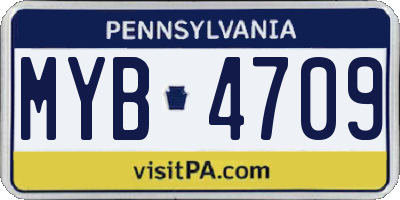 PA license plate MYB4709