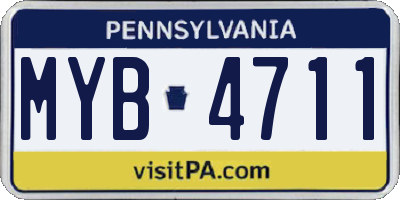 PA license plate MYB4711
