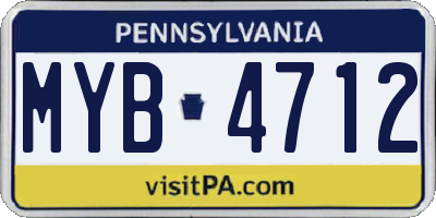 PA license plate MYB4712