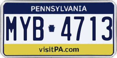 PA license plate MYB4713