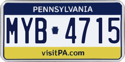 PA license plate MYB4715