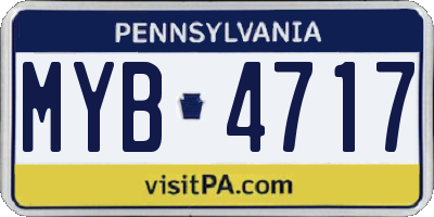 PA license plate MYB4717