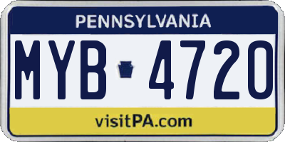 PA license plate MYB4720