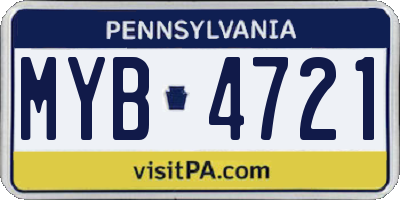 PA license plate MYB4721