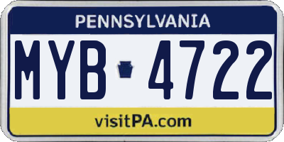 PA license plate MYB4722