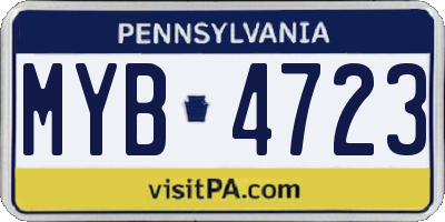 PA license plate MYB4723
