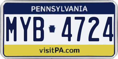 PA license plate MYB4724