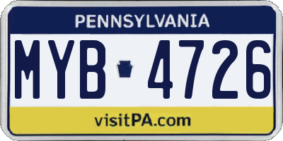 PA license plate MYB4726